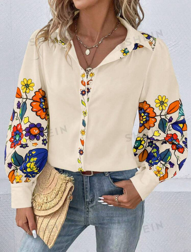 خرید شومیز با گل های بزرگ و تابستانی