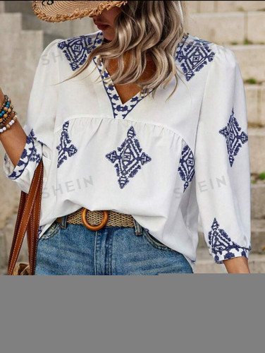 شومیز طرح سنتی آستین بلند زنانه مدل تابستانه