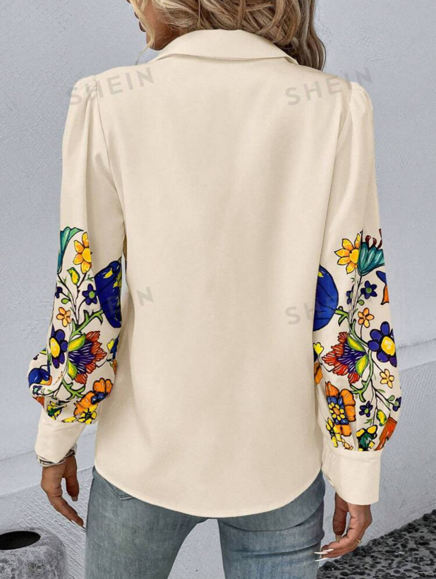 شومیز چاپی طرح گل های رنگی