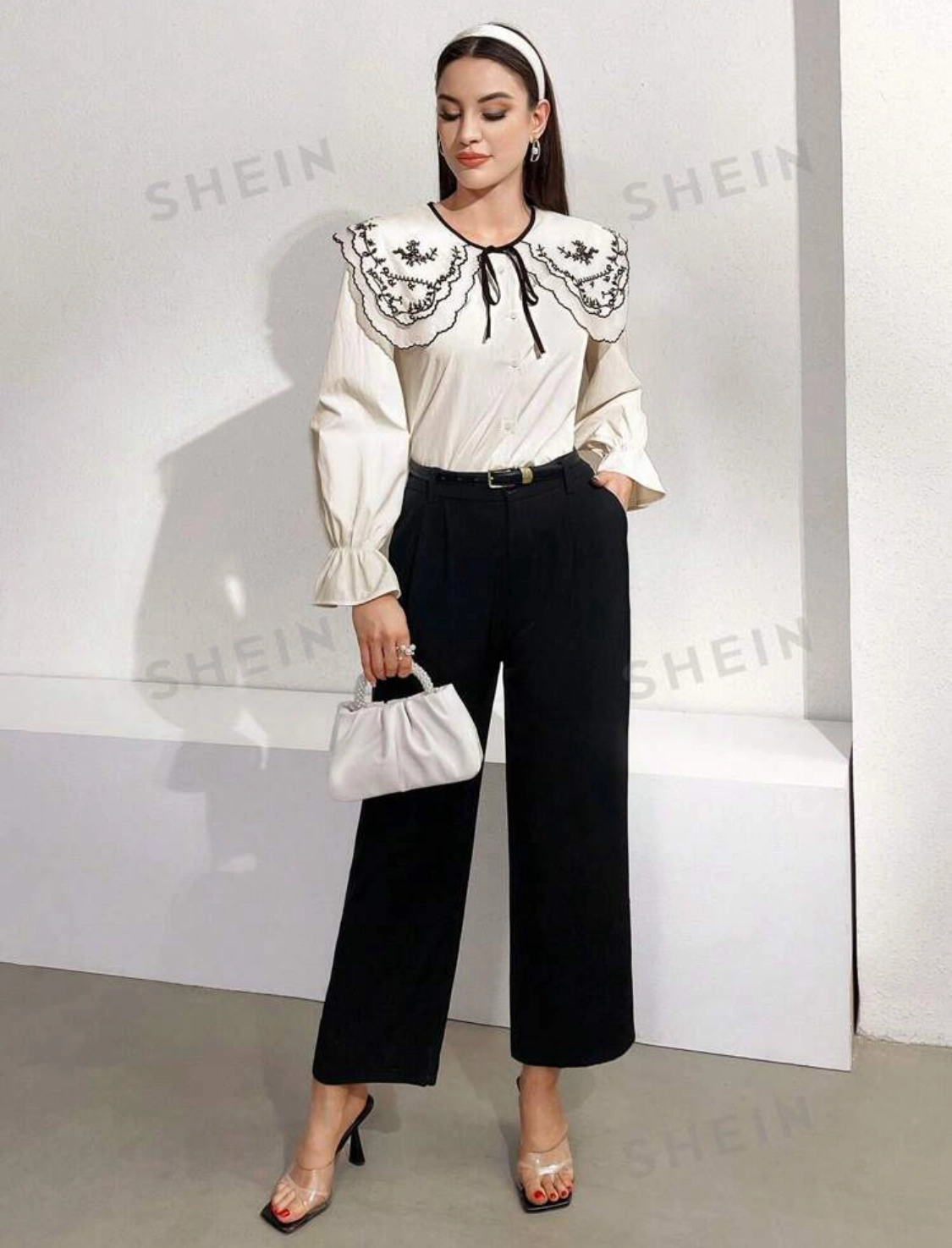 شومیز مشکی سفید جذاب