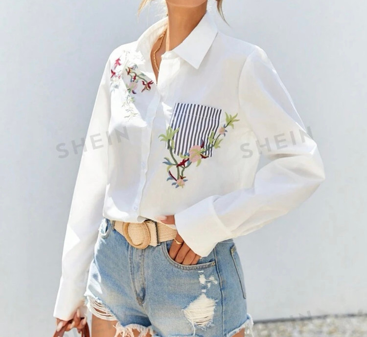 شومیز سفید گلدوزی ناز و دلربا