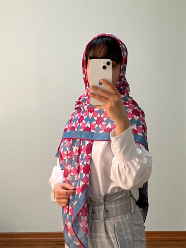 خرید روسری هندسی وال نخ برای تابستان های گرم