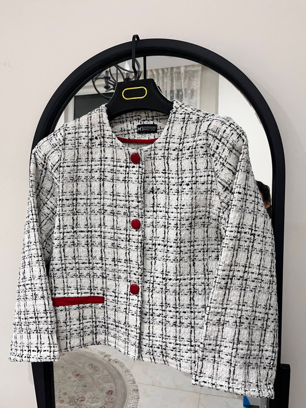 کت شانل سفید مشکی مناسب عید