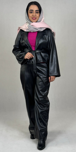 خرید کت شلوار چرم مشکی