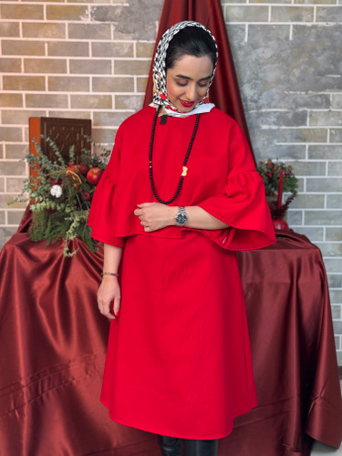 تنخور بلوز دامن کشمیر قرمز یلدایی