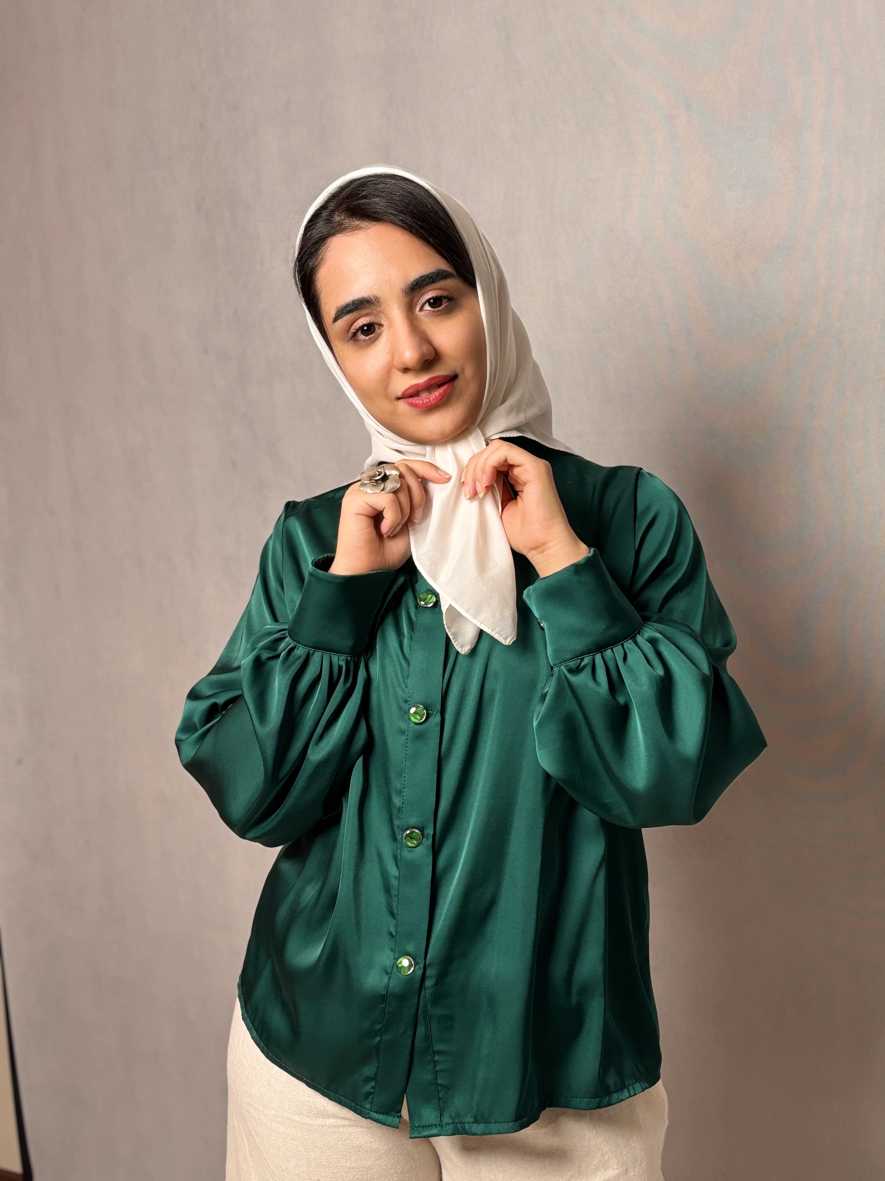خرید شومیز سیلک سبز