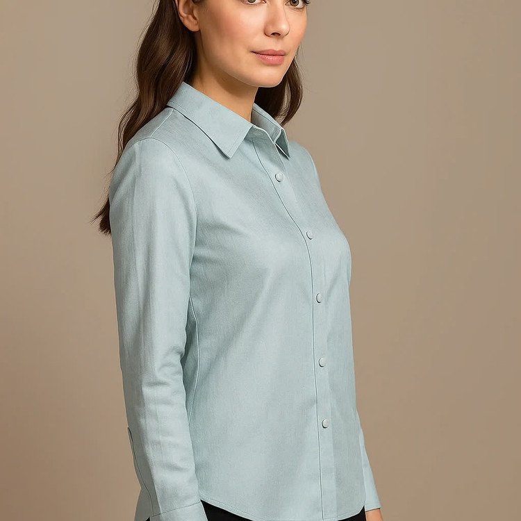 شومیز کتان لمه ابی روشن