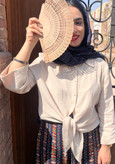 شومیز موسیلین گره ای تک رنگ زنانه